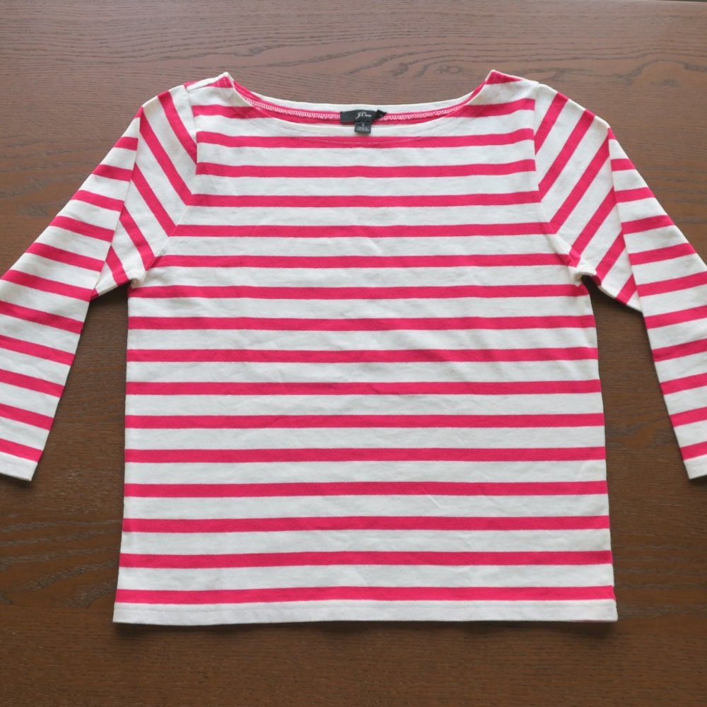 J Crew Stripped 3/4 Sleeve Top S